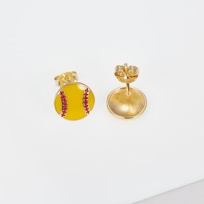Gelb Emaillierter Baseballball Sport Ohrstecker Geschenk für Mädchen Baseball Ohrring