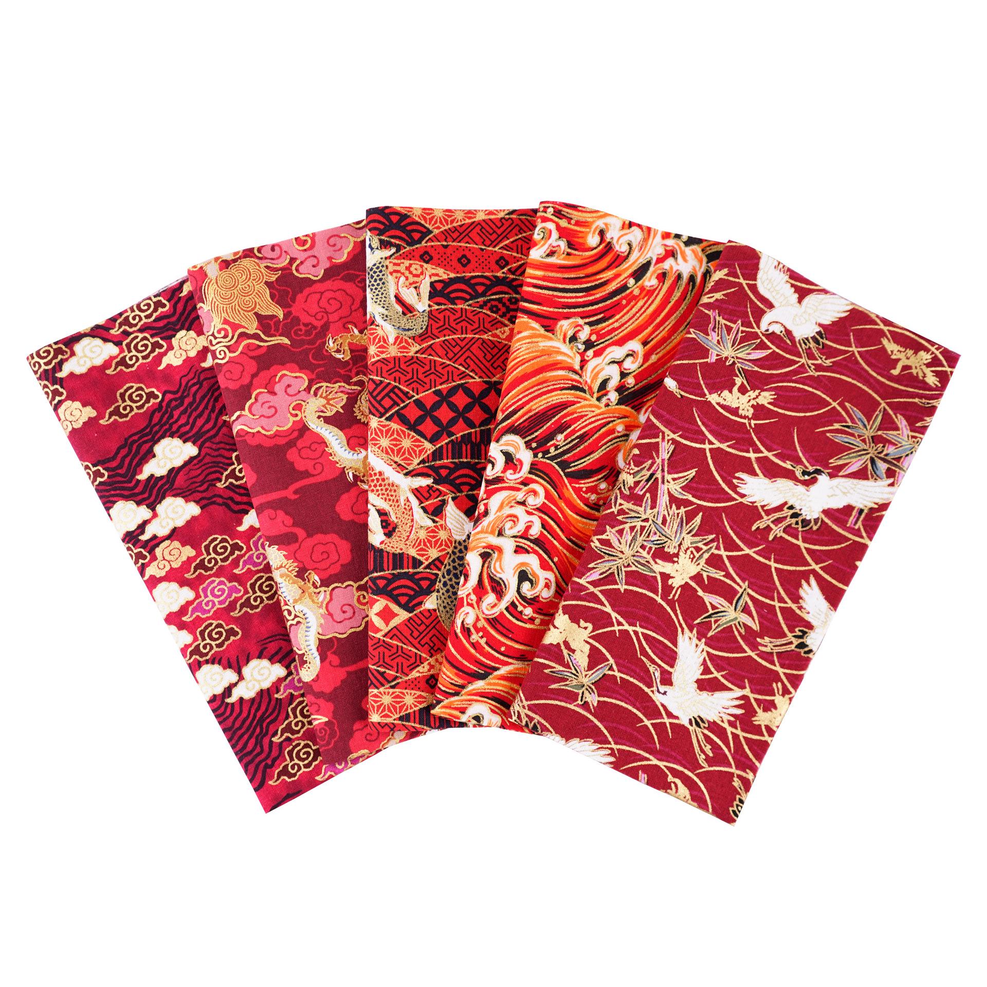 

Комплект хлопковой ткани с цветочным узором в японском стиле: 5 цветных пэчворков для проектов своими руками