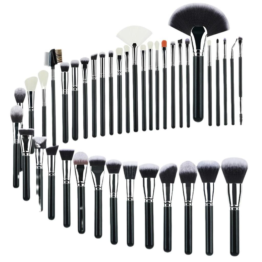 40-Piece Black Makeup Brush Set: Complete Beauty Tool Kit with Brush Bag
