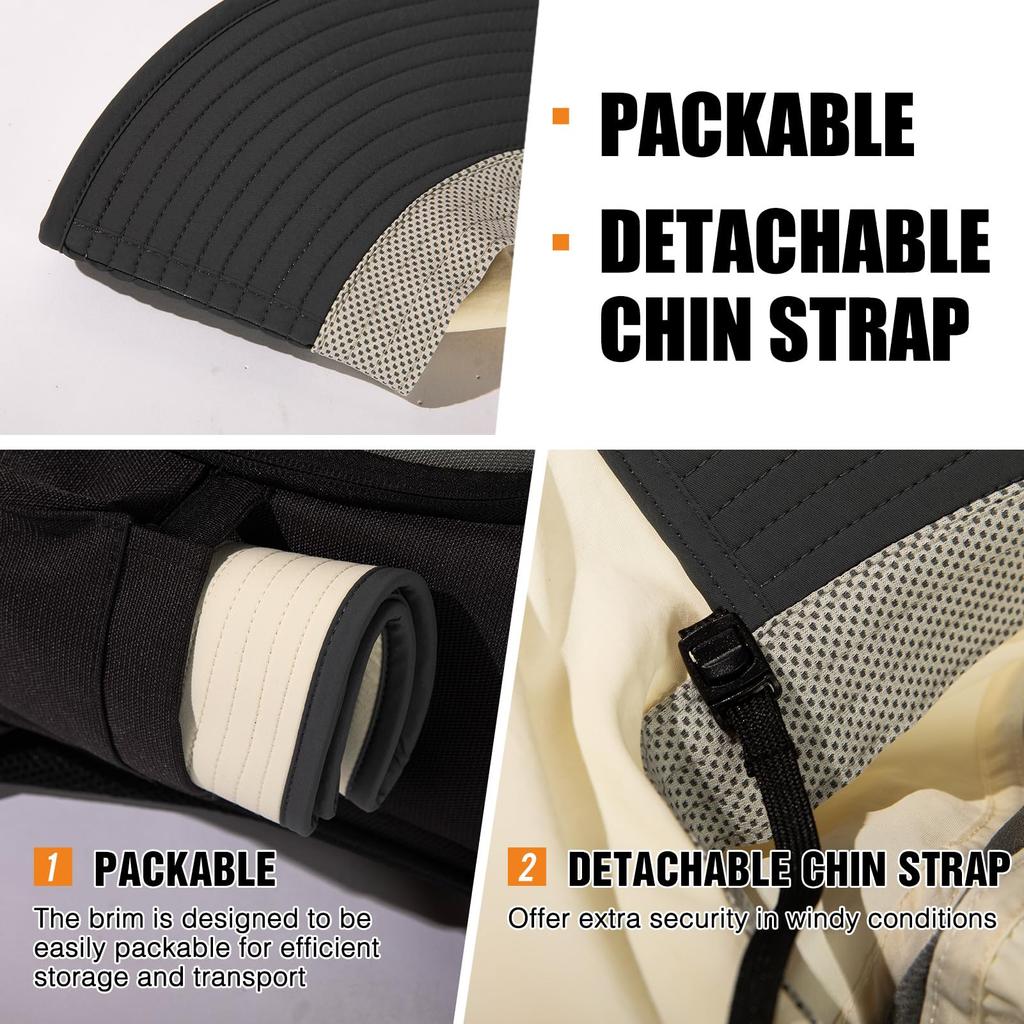 Safari Hat for Adventure Boonie Fishing UV Military Sun Sunshade Chin Wide UV Protection XL [TOP-EX] Women, Hat, Foldable, Ponytail, Hat, Hat,