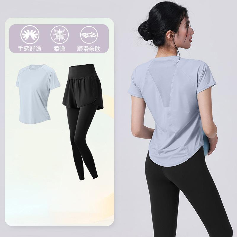 Tennis suit women's short-sleeved training clothes outdoor running quick-drying clothes thin badminton T-shirt fitness clothes