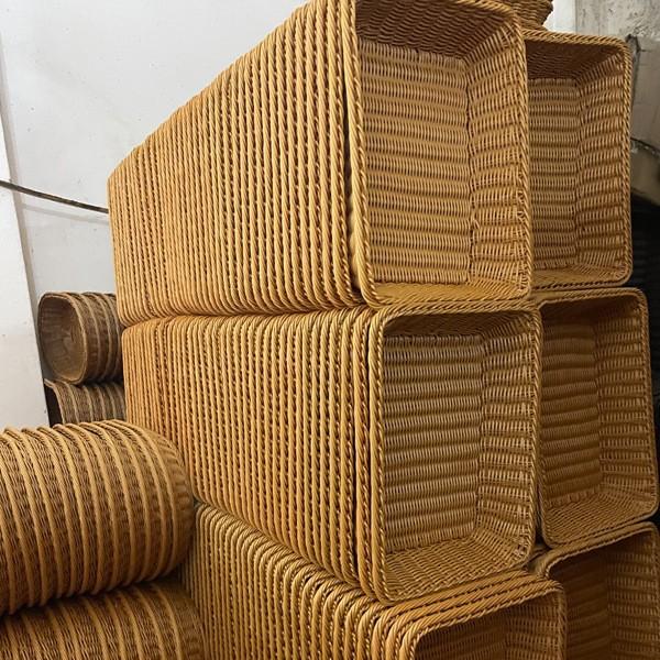 Imitation Rattan Woven Fruit Basket Handmade Bread Basket Snack Storage Basket Supermarket Fruit Display Tray