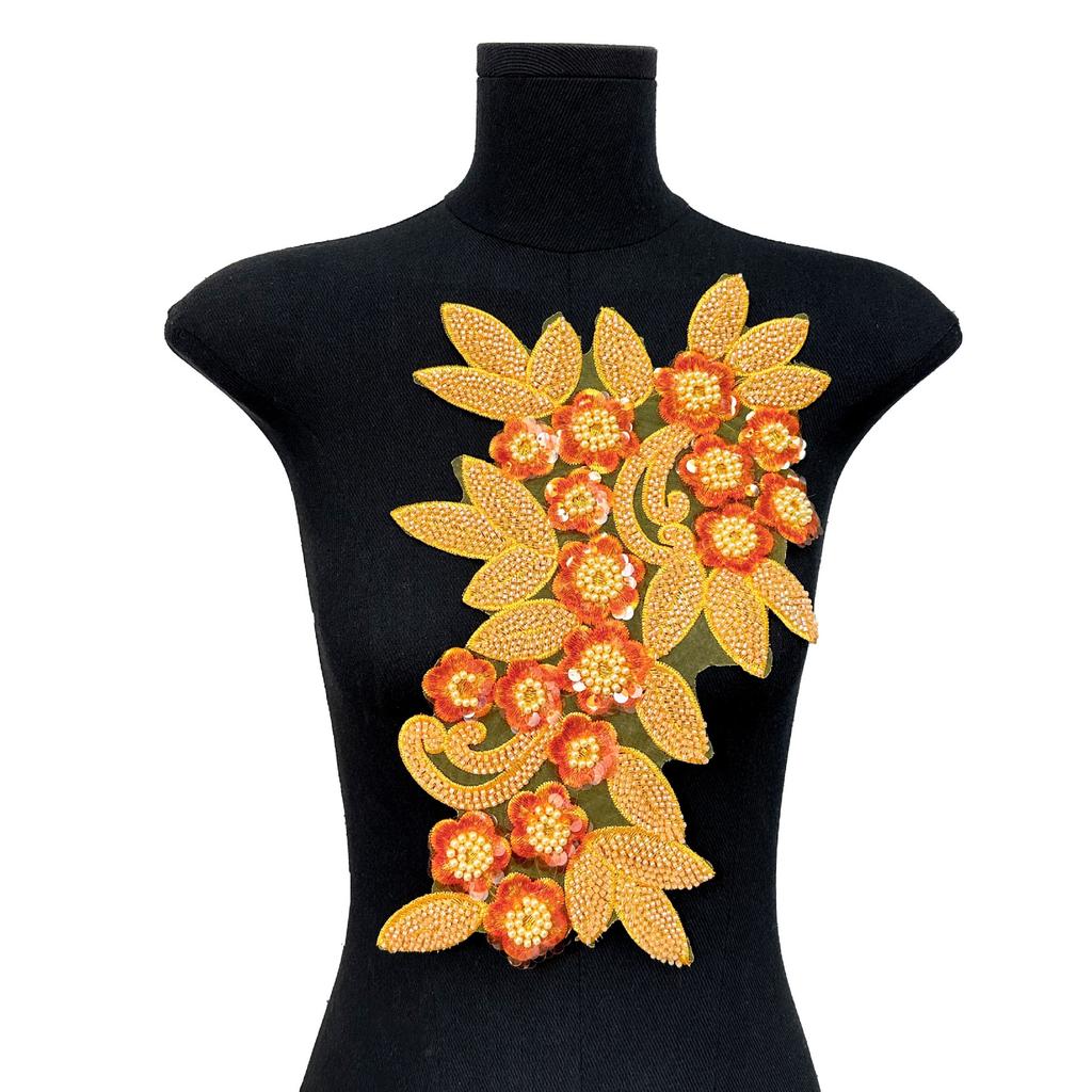 Mesh Sequin Nail Diamond Bead Embroidery Sewing Single Flower Collar Diy Decoration With Clothing Accessories Collar