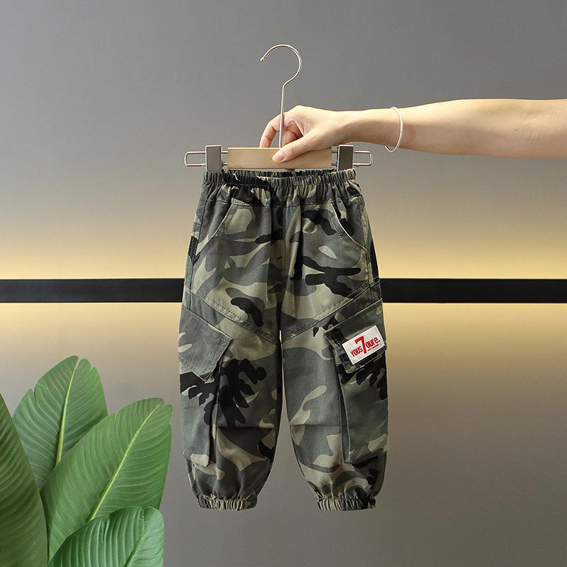 Boys Camo Cargo Pants for Spring and Autumn Comfortable Casual Trousers 80
