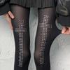 Retro Rhinestone Cross Hot Brick Stockings Women's 2000s Tight Pants Aesthetics Hip-hop Street Cosplay Emotional Y2K Socks