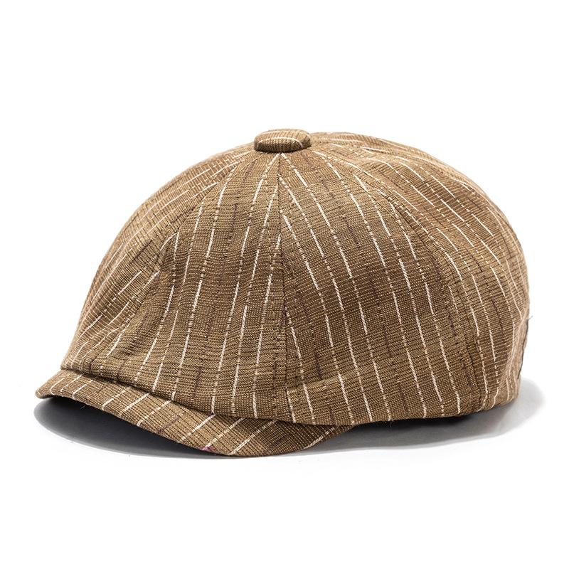 Striped Octagonal Cap Men's British Vintage Painter's Cap Newsboy Cap Women's Cap