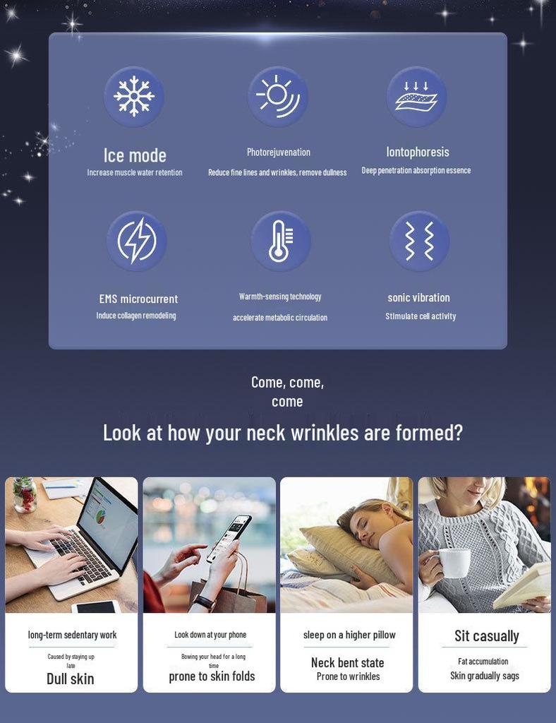 M6 Ice Cooling Neck Massager: Anti-Wrinkle, Lifting, and Firming Device for Neck and Nasolabial Fold Care.