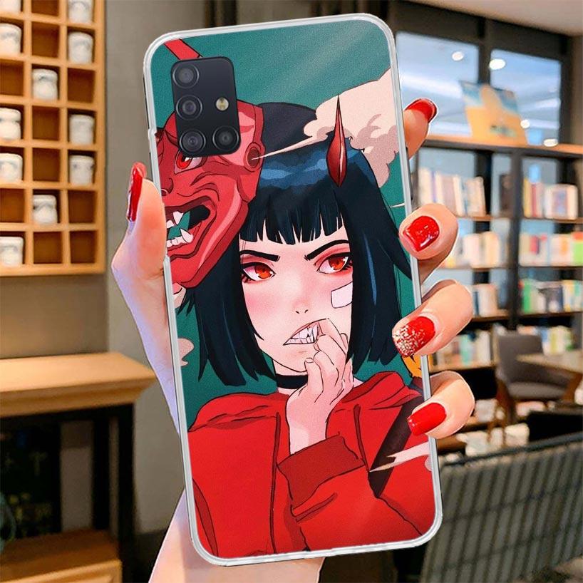 Japanese Style Anime Girl Cover Phone Case For Samsung Galaxy A12 A22 A32 A52 A72 A02S Phone Case Note 20 Ultra 10 S10 Plus A51