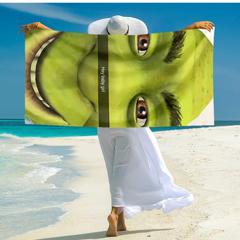 1pc Shrek4 Beach Towel, Comfortable and Thick, and Swimming/Bath/Picnic/Camping Towel, Suitable for Seaside Beaches