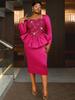 Plus Size Black Rhinestone Square Neck Ruffled Bodycon Evening Dress for Women