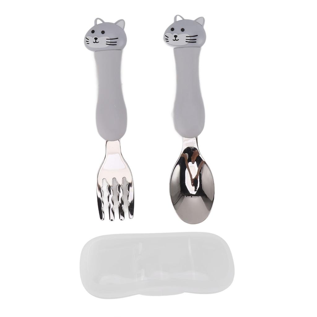 Baby Fork Cute Cartoon Shaped Spoon PP Handle Stainless Steel Tableware for Children Feeding Training