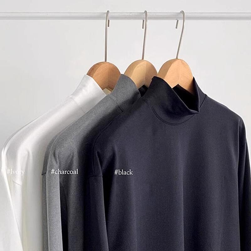 Men's Thermal High-Neck Base Layer Top, Velvet-Lined, Thick, Loose, Warm Inner Wear for Students