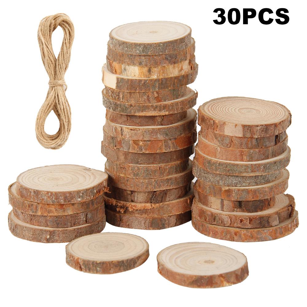 

30Pcs Natural Wood Slices 3-4CM Unfinished Wooden Circles Tree Slices DIY Round Wood Crafts for Wedding Christmas Party Decor