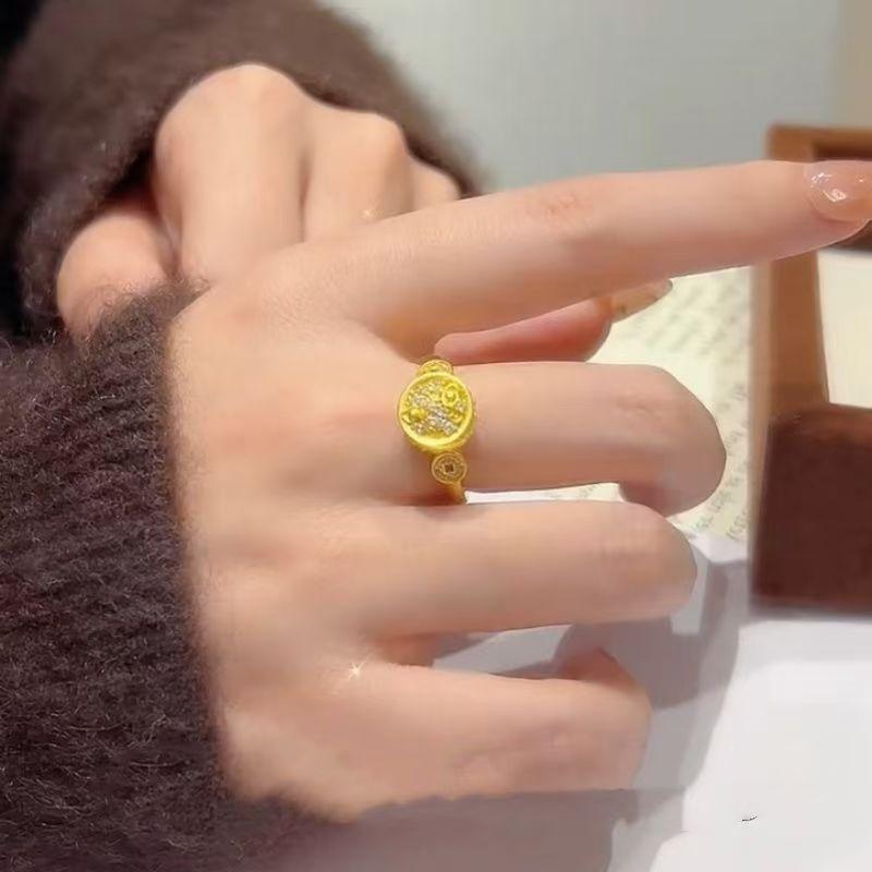 New Chinese-style Cornucopia Shape Rotatable Ring Opening Adjustable Niche Light Luxury Personalized Index Finger Ring Women