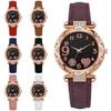 Fashionable Leather Band Women's Watch Rhinestone Fresh Design Ladies Watch Quartz Watch Fashion Accessories