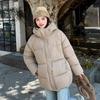 2025 simple new cotton-padded clothes women's winter medium and long Korean version loose thickened cotton-padded clothes cotton-padded jackets versat
