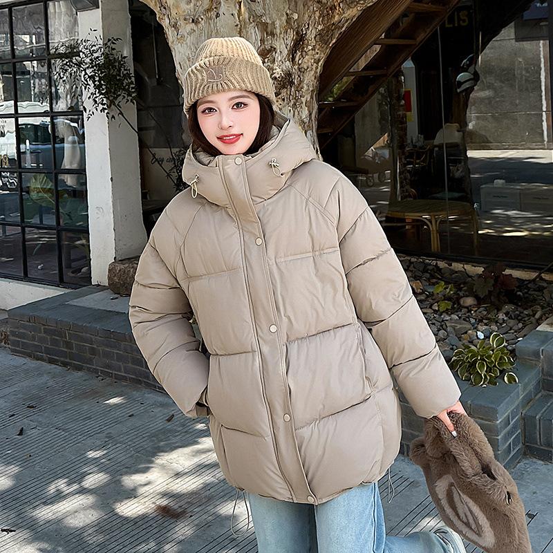 2025 Simple New Cotton-padded Clothes Women's Winter Medium and Long Korean Version Loose Thickened Cotton-padded Clothes Cotton-padded Jackets Versat