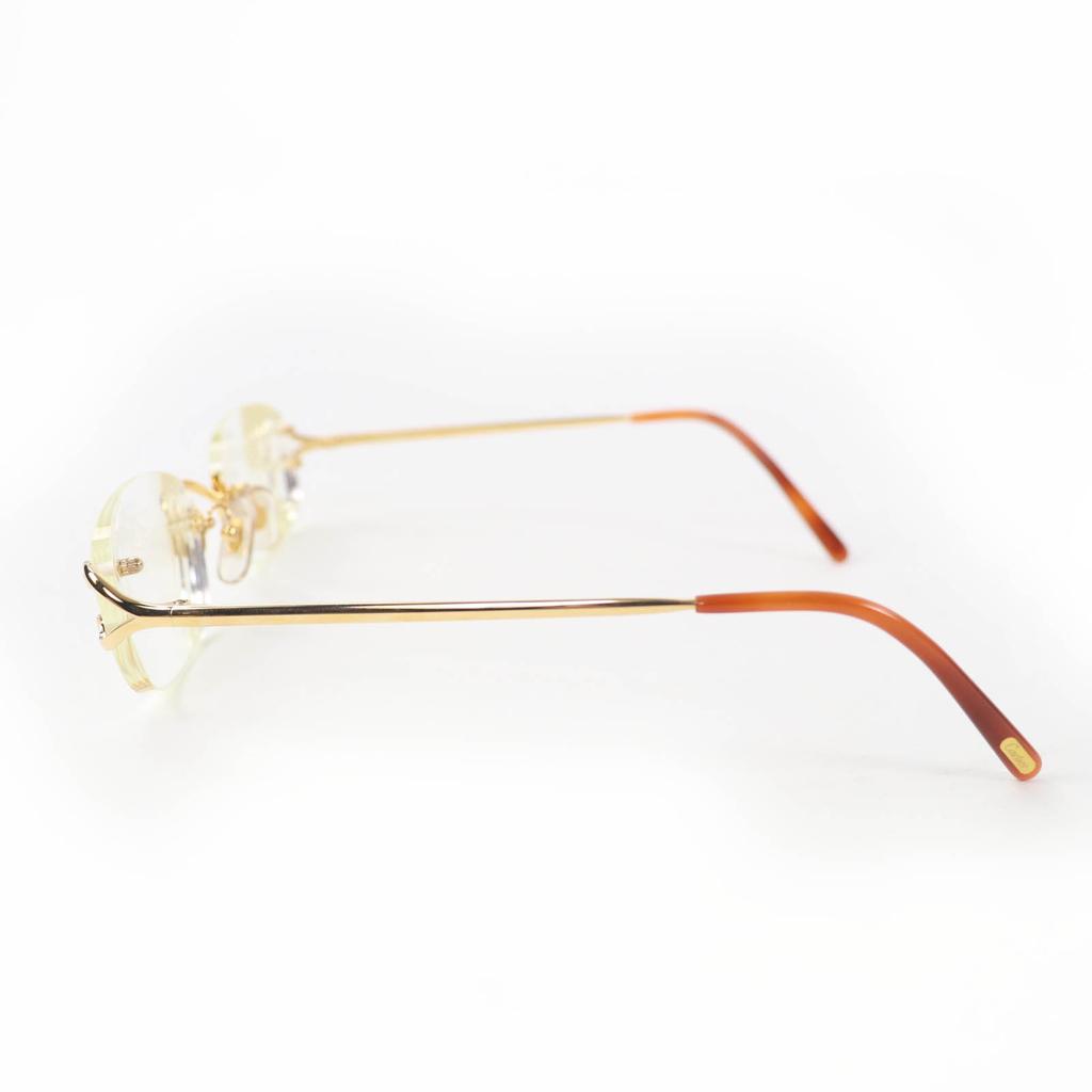 Great Cartier Glasses Rimless Two-Point Eyewear gold Women 135 Used