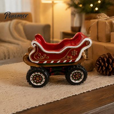 Festive Window Scene Ornaments Retro Christmas Sleigh Truck Ornament, Decorative Vehicle Figurine, Resin Vintage Holiday Gifts for Collectors