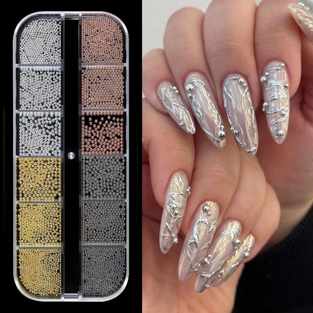 Gold Silver Caviar Beads Nail Art Decorations Mini Caviar Beads Nail Beads DIY Nail Art Jewelry
