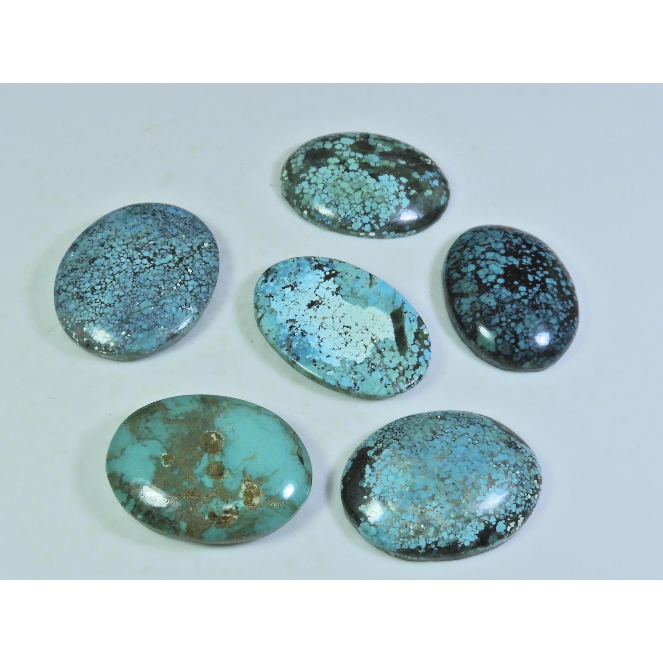 

179Cts. Натуральная тибетская бирюза овальный кабошон рассыпной драгоценный камень лот 06 шт. C-201