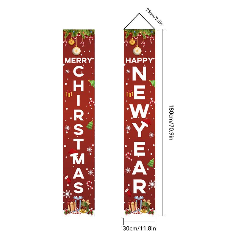 New Christmas Couplets Santa Claus Soldier Outdoor Decoration Door Curtain Hanging Flag 300D Oxford Cloth Christmas Decoration