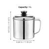 1Set Oil Strainer Storage Can Stainless Steel Large Capacity Grease Container Kitchen Oil Filter Pot for Cooking Use