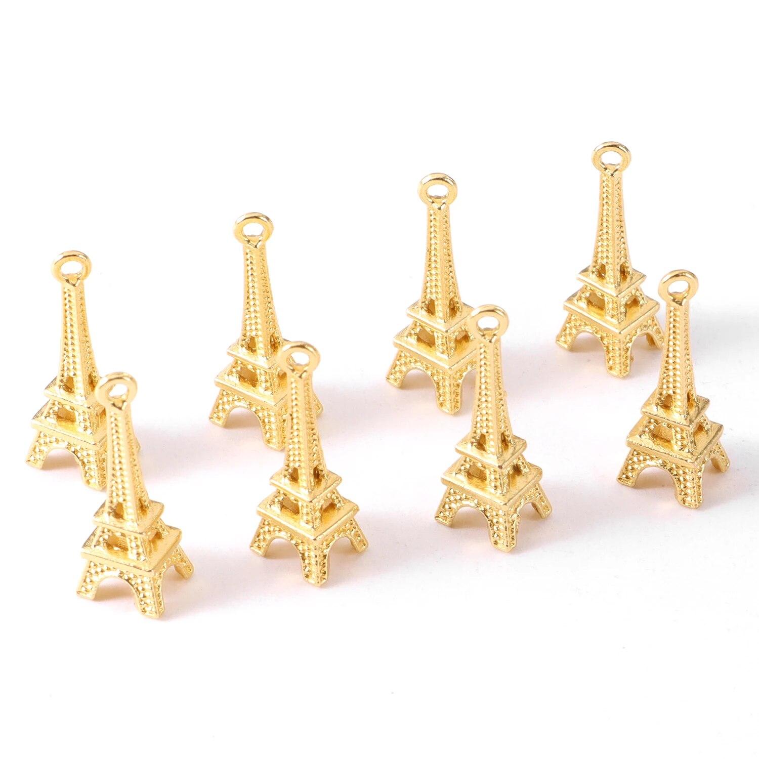 

30pcs/bag 3D Tower Pendant Decoration Object Creative Tower Design Decoration Craft For Home DIY Jewelry Accessories 15PCS золотой