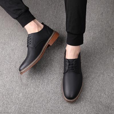 Chaussures décontractées en cuir de printemps et d'automne chaussures tendance à lacets chaussures d'affaires à bout rond en cuir pour hommes chaussures de skate chaussures en cuir britanniques pour hommes polyvalentes