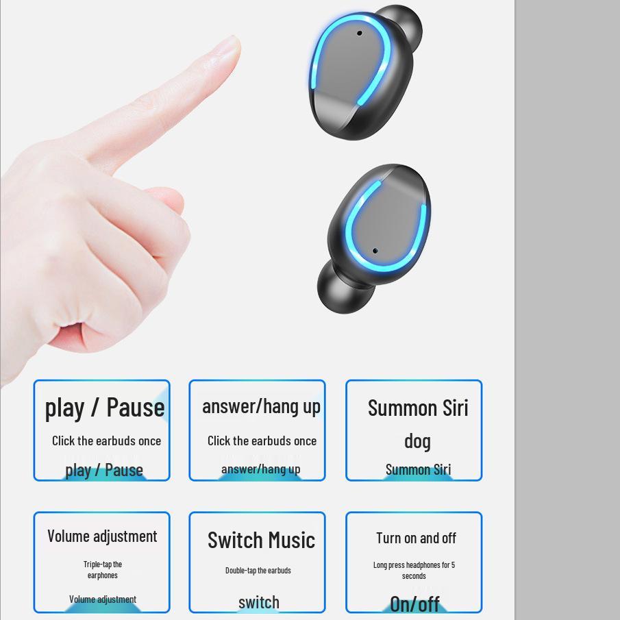 New F9 Bluetooth 5.0 Dual Earbuds with TWS, Battery Display, and Charging Case