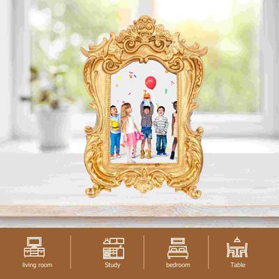 10,5X15cm Estilo Europeu Vintage Resina Esculpida Moldura para Foto Ornamento Decoração de Casa Suporte de Exibição Moldura de Foto de Parede Moldura de Mesa Para