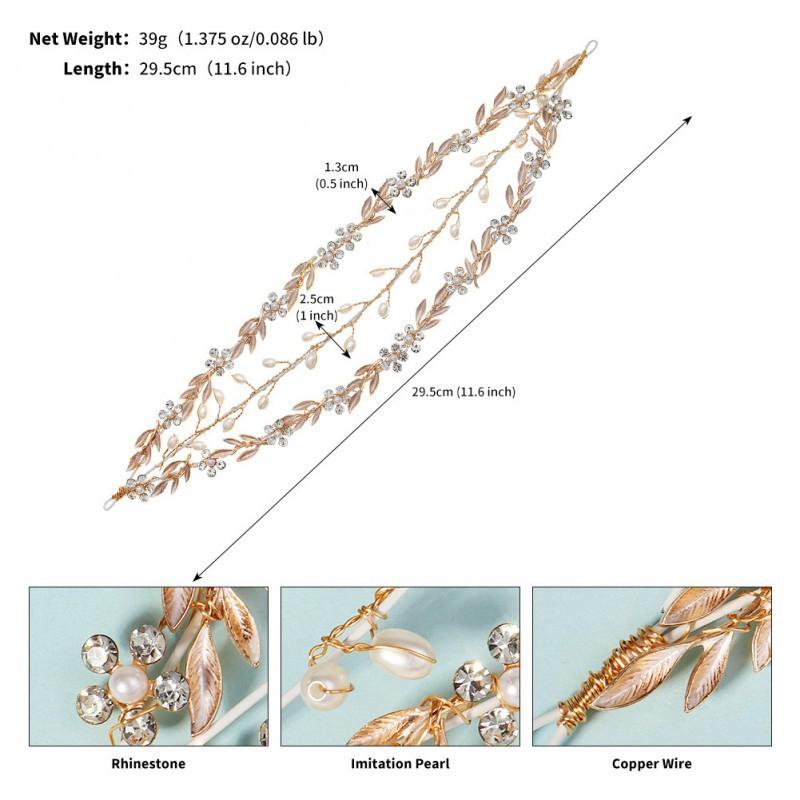 

Niche Retro Gold Hair Band Handmade Beaded Three-layer Mulberry Flower Leaf Bride