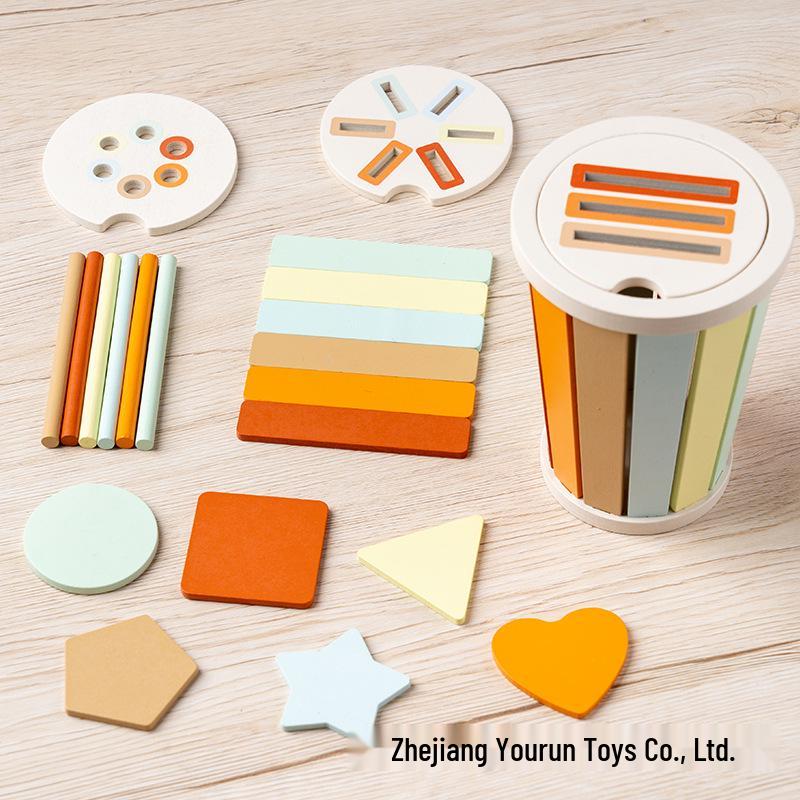 Montessori Wooden Color Sorting Game Bucket - Educational Toy for Toddlers