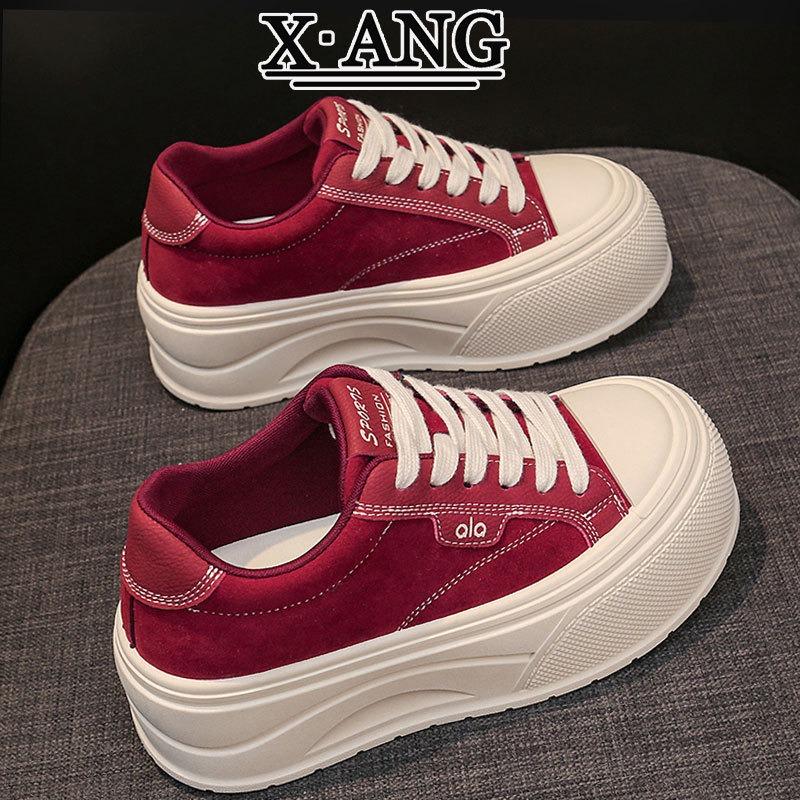 Leather Board Shoes Women's Big Head White Shoes New Autumn Shoes Women's Thick Sole Heightening Casual Sports Women's Shoes