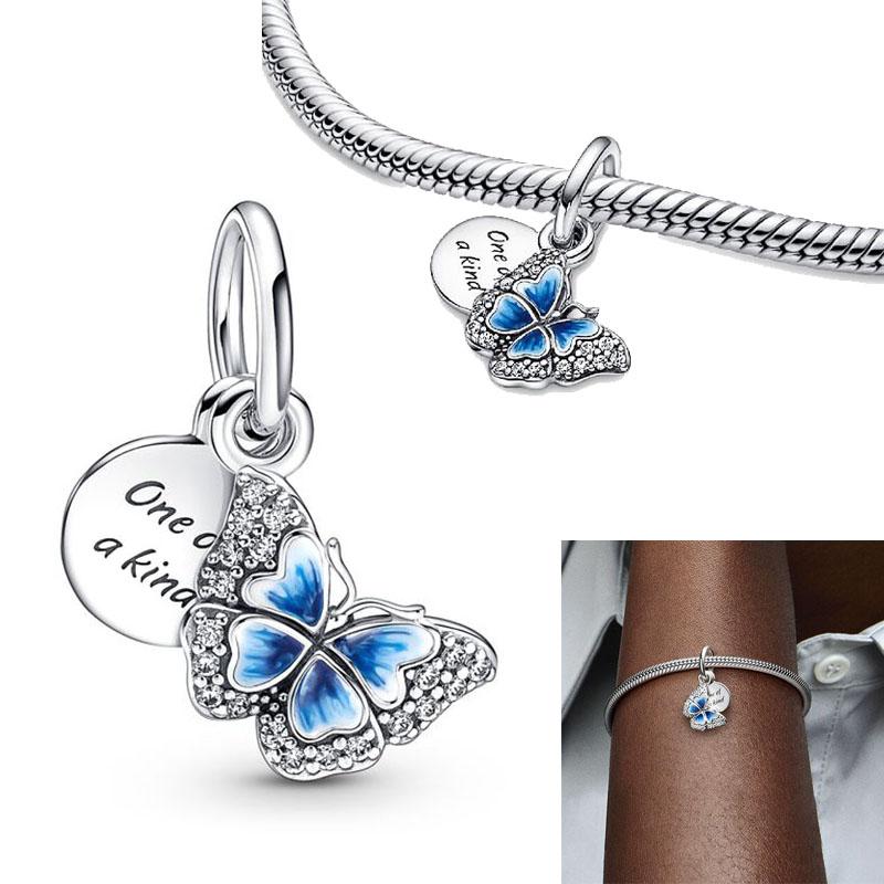 Newcopper Bead Charm Spring Series Sparkling Butterfly Dangle Charm Diy Fit Original Pand Bracelet Women Jewelry Gift