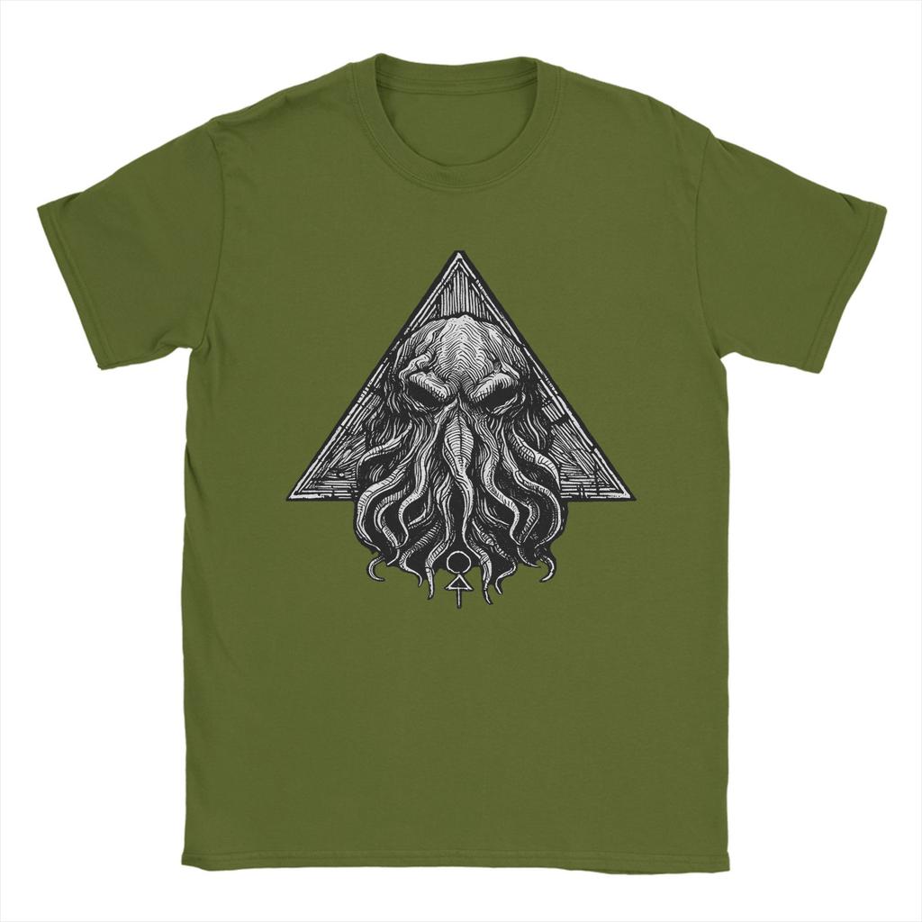 Humor Cthulhu Horror of R'Lyeh T-Shirts for Men O Neck Cotton T Shirt  Short Sleeve Tees Graphic Printed Clothing