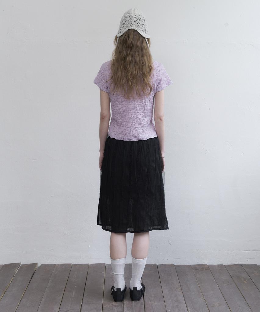 Mosyupamosyu Lace Midi Skirt [Black]