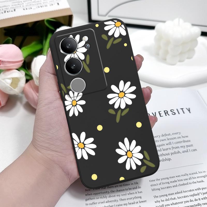 Coque de téléphone élégante Marguerite Pour VIVO V50 V40 V30 V29 V29E V27 V27E V25 V25E V23 V23E V21 V20 Y20 Y12 Y21 Y22 Y50 Y35 Pro 4G 5G