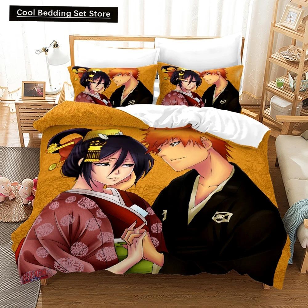 NEW Bleach Academia Anime Duvet Cover Set with Pillow Covers Polyester Teens Kids Bedding Set Full Queen King Size Bed Linen