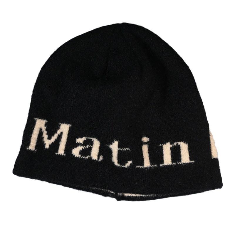 Niche and unique letter knit knit hat, internet celebrity sweet loose plus-size puffed hat, autumn/winter warm postpartum sweater