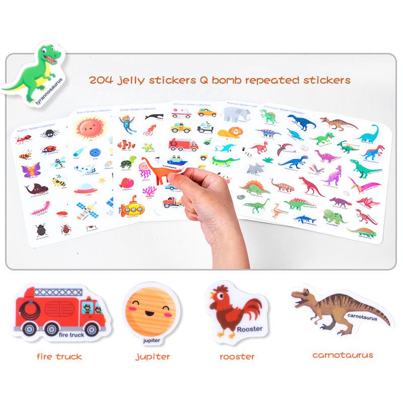 Reusable Stickers, Reusable Static Sticker Books, Sticker Book, Reusable Girls, Gift for Boys or Girls, Children's Educational Toy, Dinosaurs