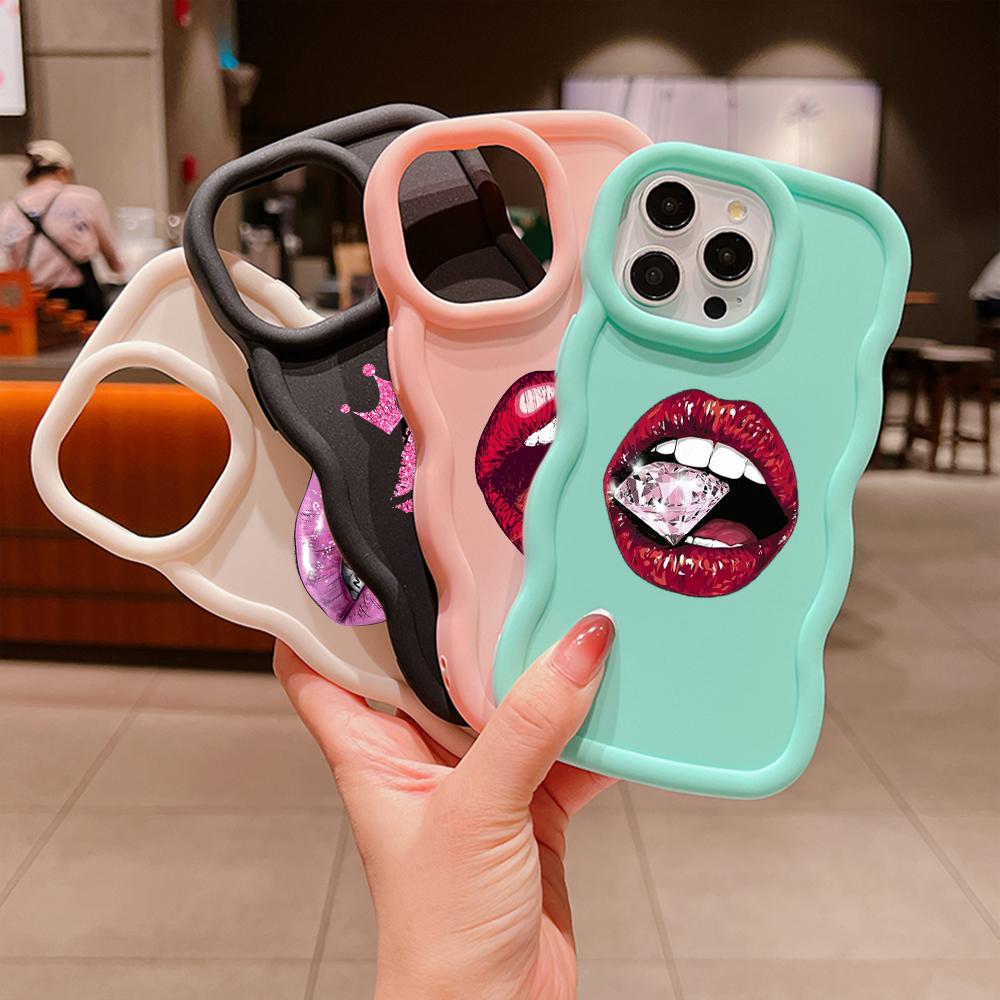 

LZ20 Мягкие чехлы для телефонов с дизайном поцелуя в губы для Samsung S23 S24 Ultra A54 A14 A12 A13 A25 iPhone 15 14 Pro Max 13 11 XR Защитная задняя крышка