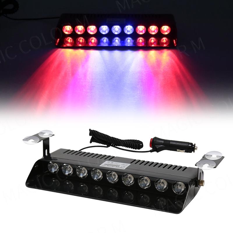 S1 9 LED-uri lumini de avertizare auto Lanterne stroboscopice Indicator de bord de urgență 12V Ultra strălucitor Roșu Albastru Galben Alb