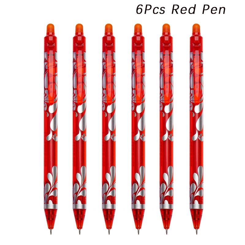 Large Capacity Ink Erasable Pen 6-color Push Gel Pen Set 0.5mm Transparent Colors Pen Office Writing Supplies Kawaii Stationery