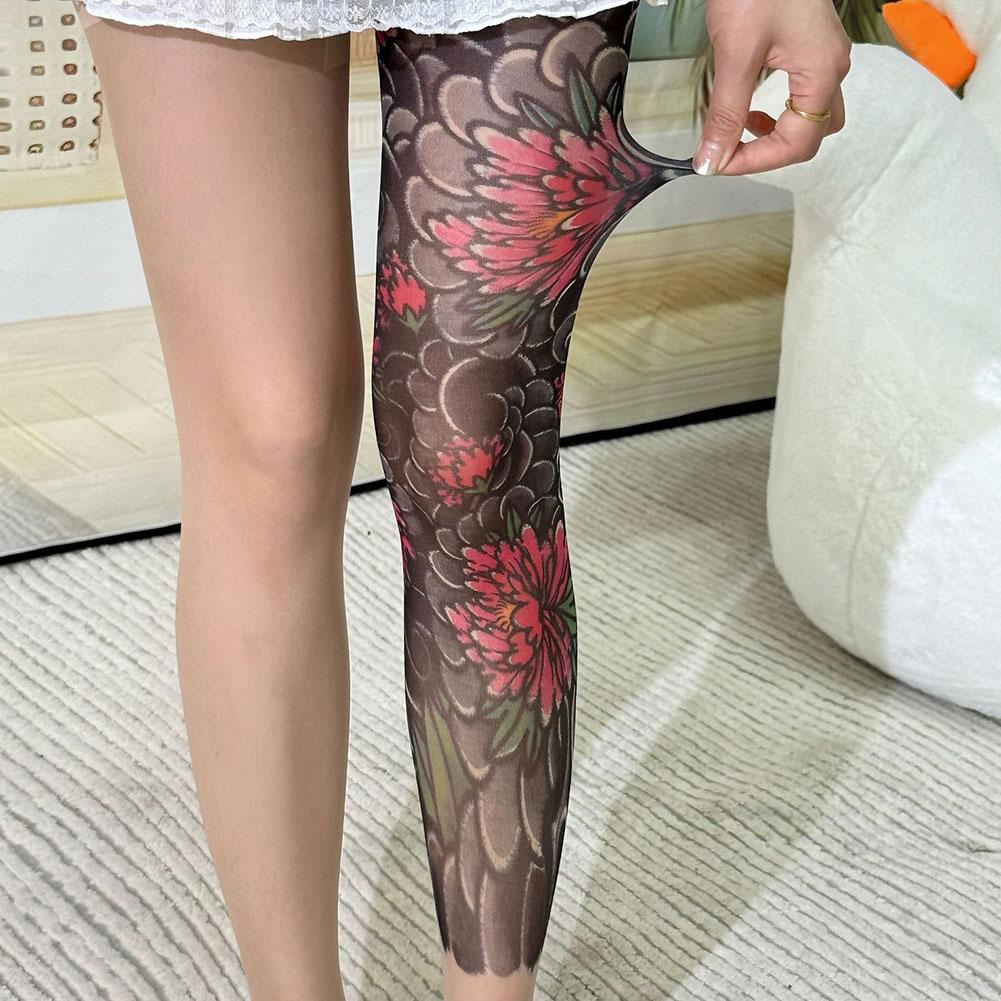 

Full Leg Tattoo Socks Sun-proof Cycling Men Cool Personalized Driving Women Fishing Elastic Socks Japanese Sexy Stockings