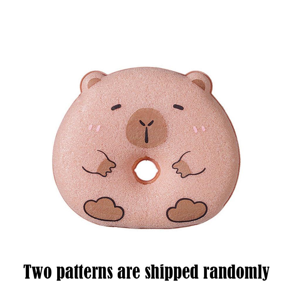 New Cartoon Capybara Cleaning Sponge Reusable with Suction Cup Rack Cleaning Brush Scouring Pads Clean Tool