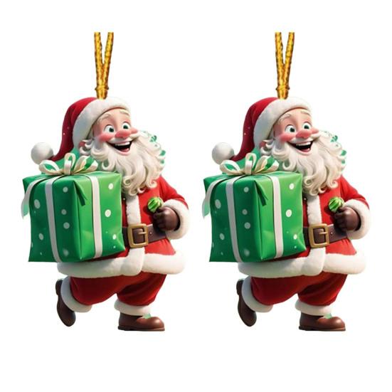 2/7 ks Vánoční Santa Claus Závěsná Dekorace Sváteční Párty Zimní Vánoční Strom 2D Plochá Akrylová Kreslená Závěsná Ozdoba Otec Vánoc