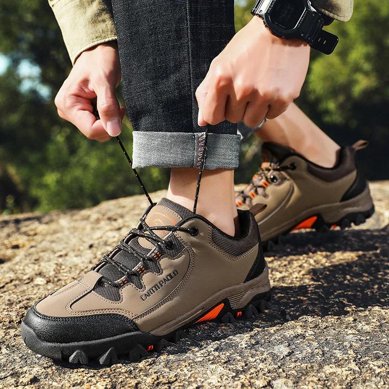 Hot Sale Fashion Brown Trekking Sneakers Men Breathable Mens Hiking Shoes Big Size 46 Anti-slip Travel Sports Shoes Men Trainers