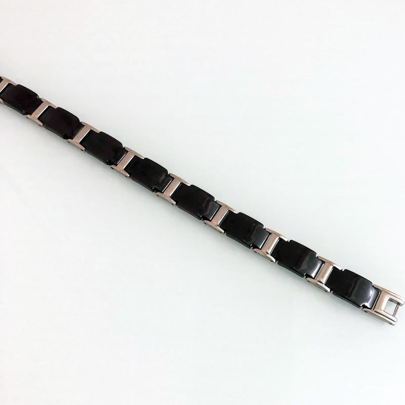 Pulseras de Cadena para Hombre de Cerámica Negra y Acero Inoxidable de 10 MM Joyería Magnética de Hematita de Lujo Accesorios para la Muñeca Pulseras