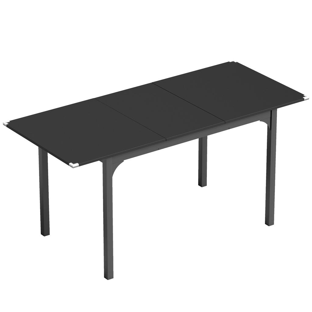 Extendable Dining Table for 4 To 6 People, Steel Legs, for Small Spaces, Dining Room, Black
